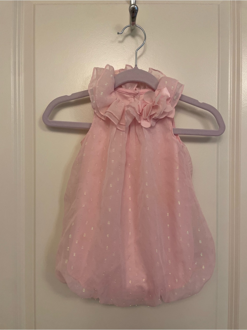 Little Me Pink Organza Bubble Dress with Flower Accent